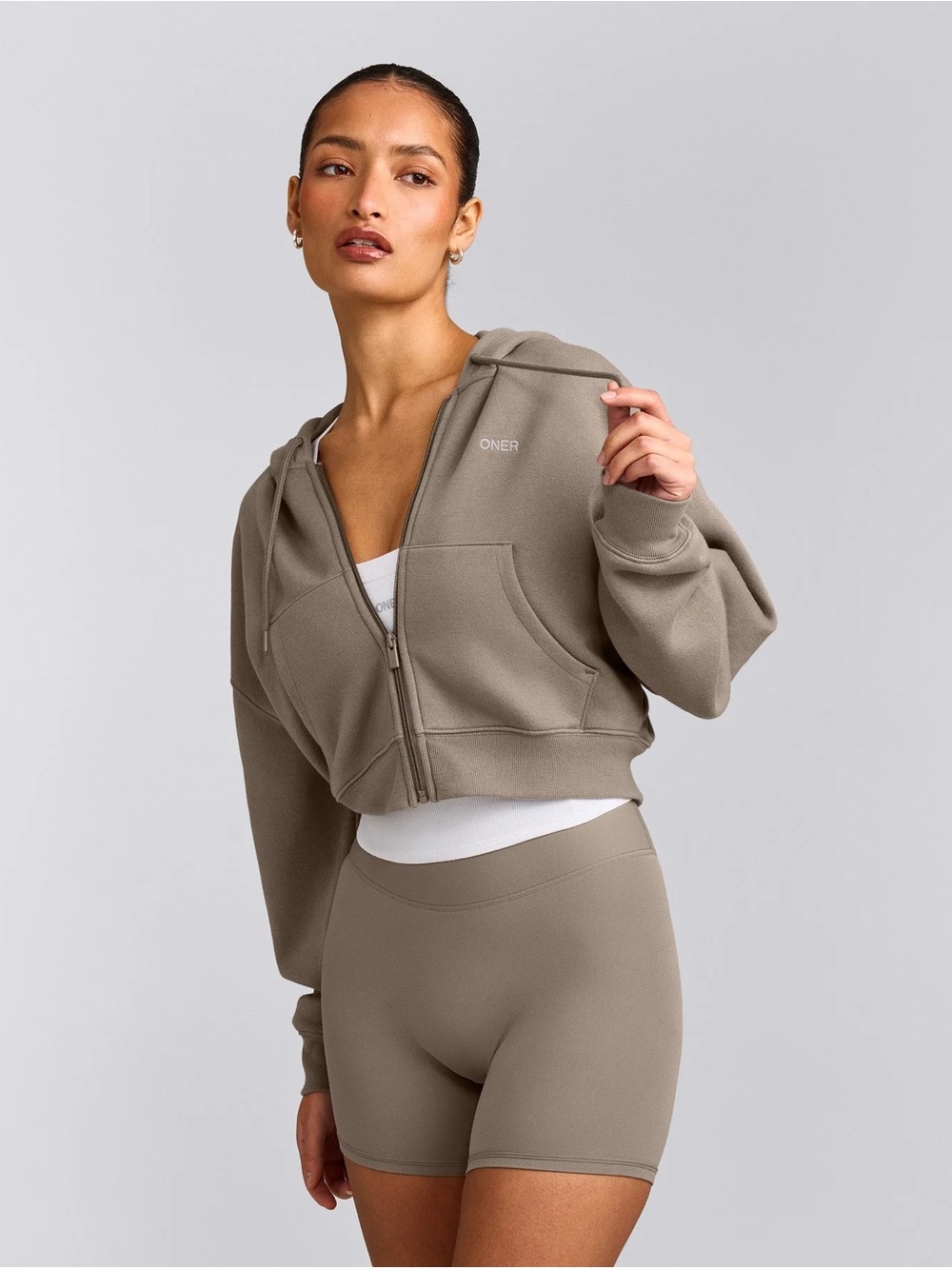 FOUNDATIONS ALL SEASON CROPPED ZIP UP HOODIE - MINKY